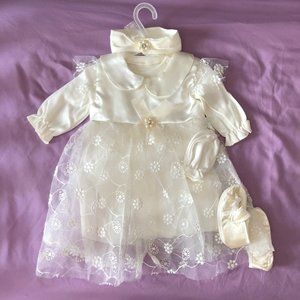 3-6 MONTHS BAPTISM/CHRISTENING BABY DRESS SET